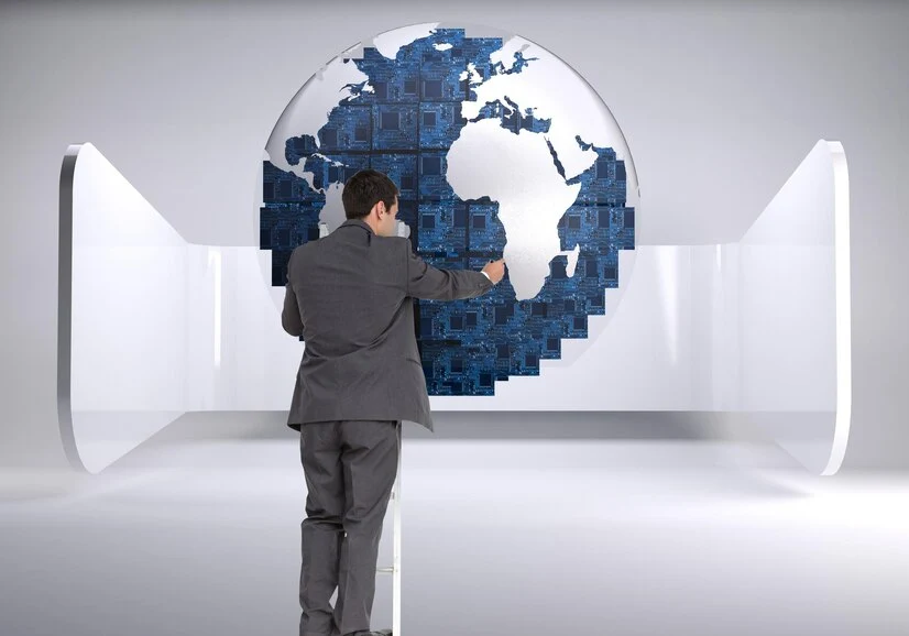 composite image businessman standing ladder writing 1134 48850